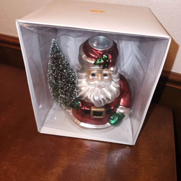 Mercury Glass Santa Taper Candleholder Handpainted By Department 56 - Picture 4 of 7